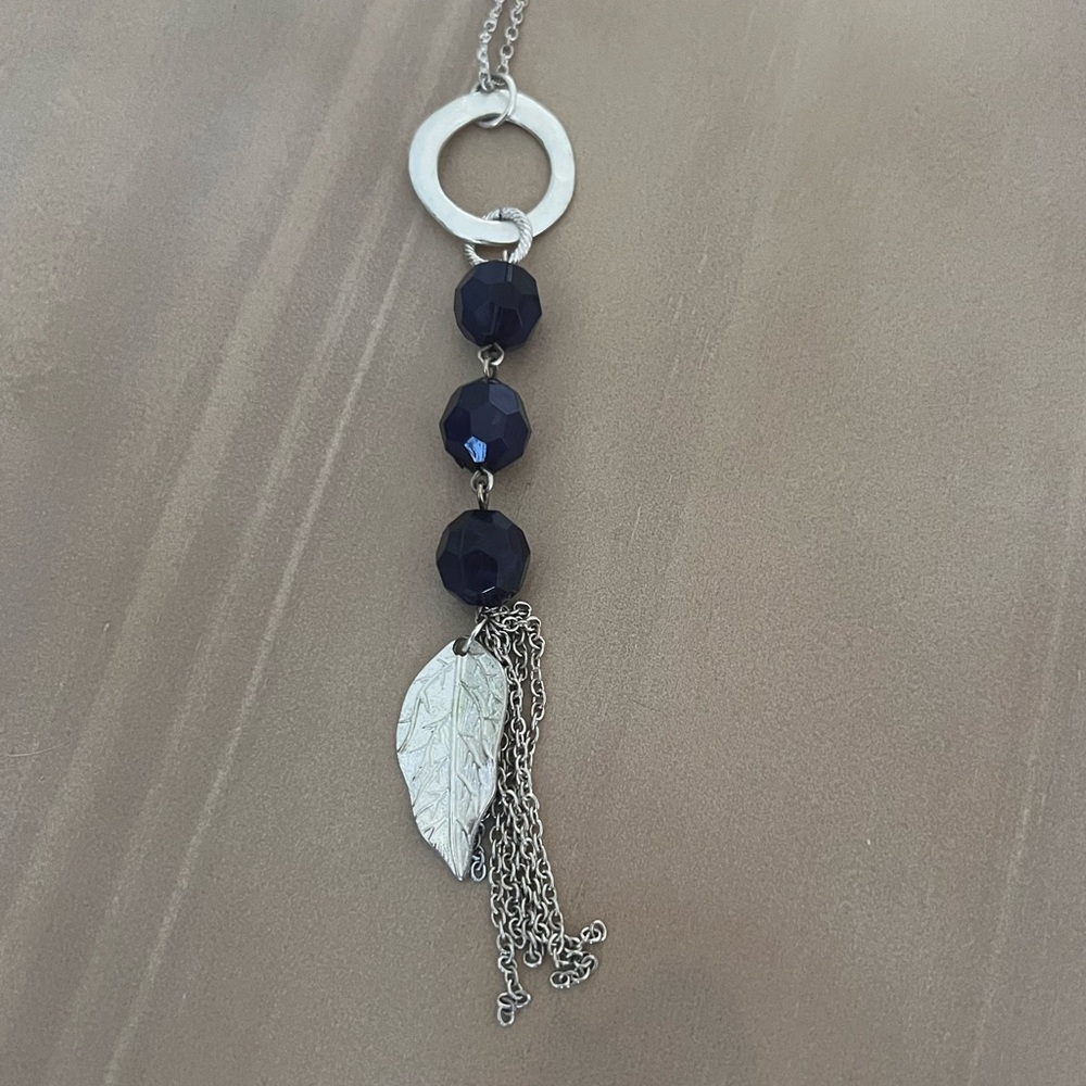 Silver Leaf Tassel Necklace
